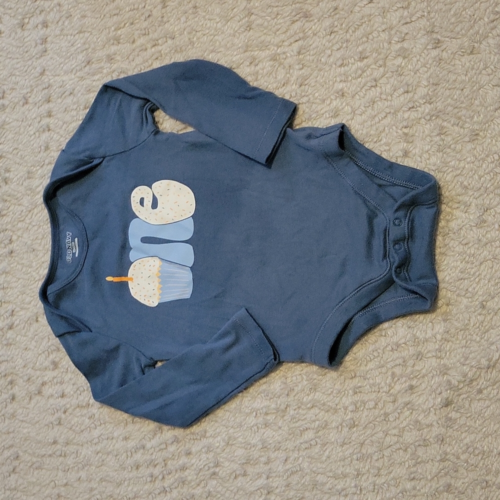 OLD NAVY~ Birthday "one" Long Sleeve Onsie, 18-24M